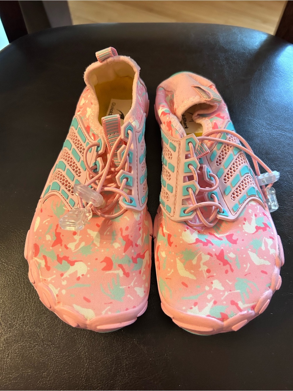 Girls Lightweight Pink Aqua Camo Water Shoes
